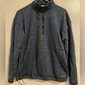 PINK Victoria Secret Blue 1/4-Zip size Small